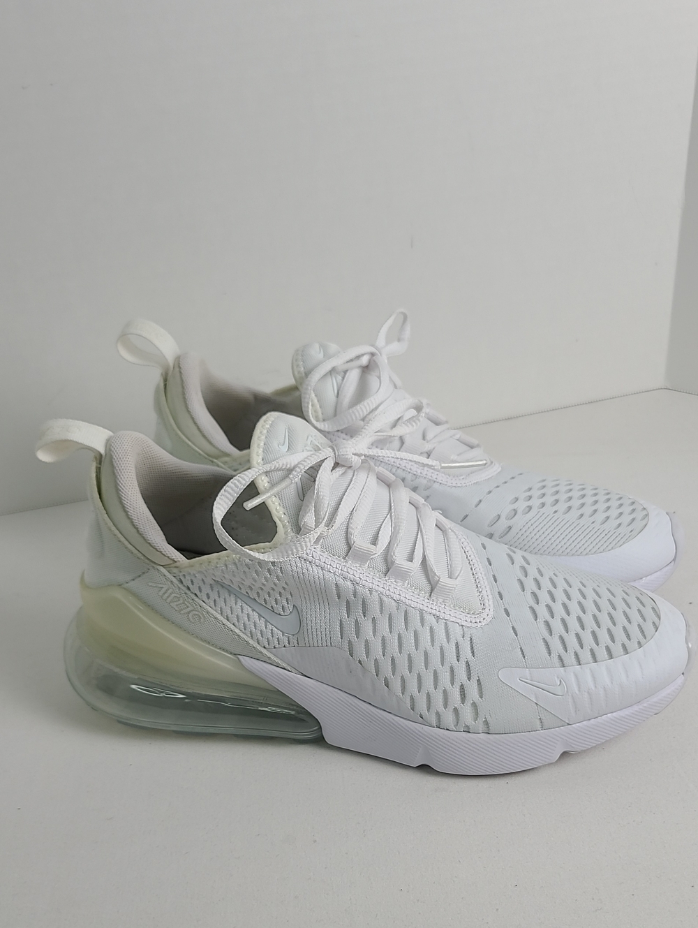 Nike Air 270 Air Max Tennis Shoes Sneakers All White Size 6.5Y - Picture 3 of 15